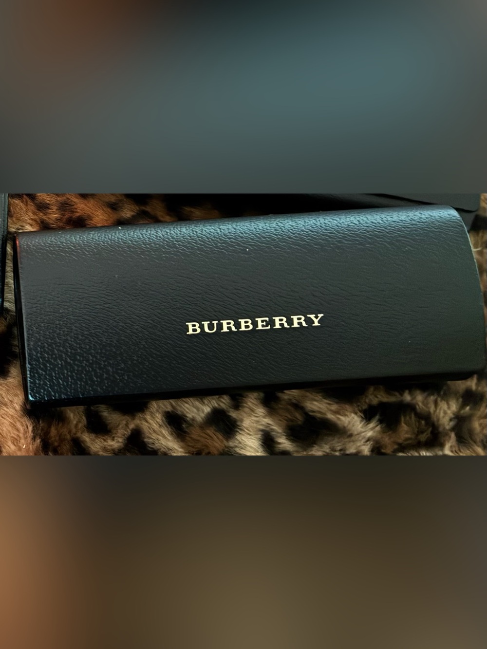 Burberry Black Leather Eyewear Case with Gold Logo